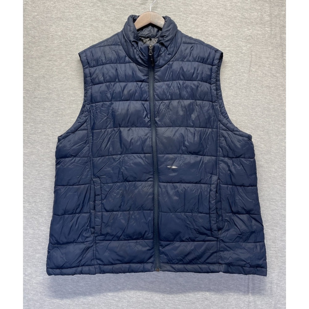 IZOD Insulated Puffer Vest Mens 2XL Navy Nylon Water Repellent Mock Neck Zip-Up